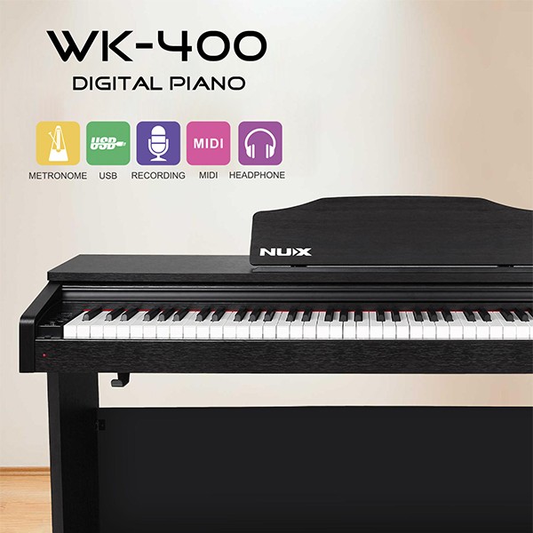 NUX WK-400 Digital Piano with Complete Wooden Cabinet Box Pack