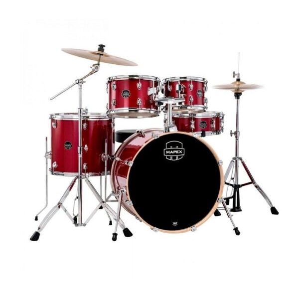 Mapex Venus 5-piece Rock Complete Drum Set with symbals crimson red sparkle